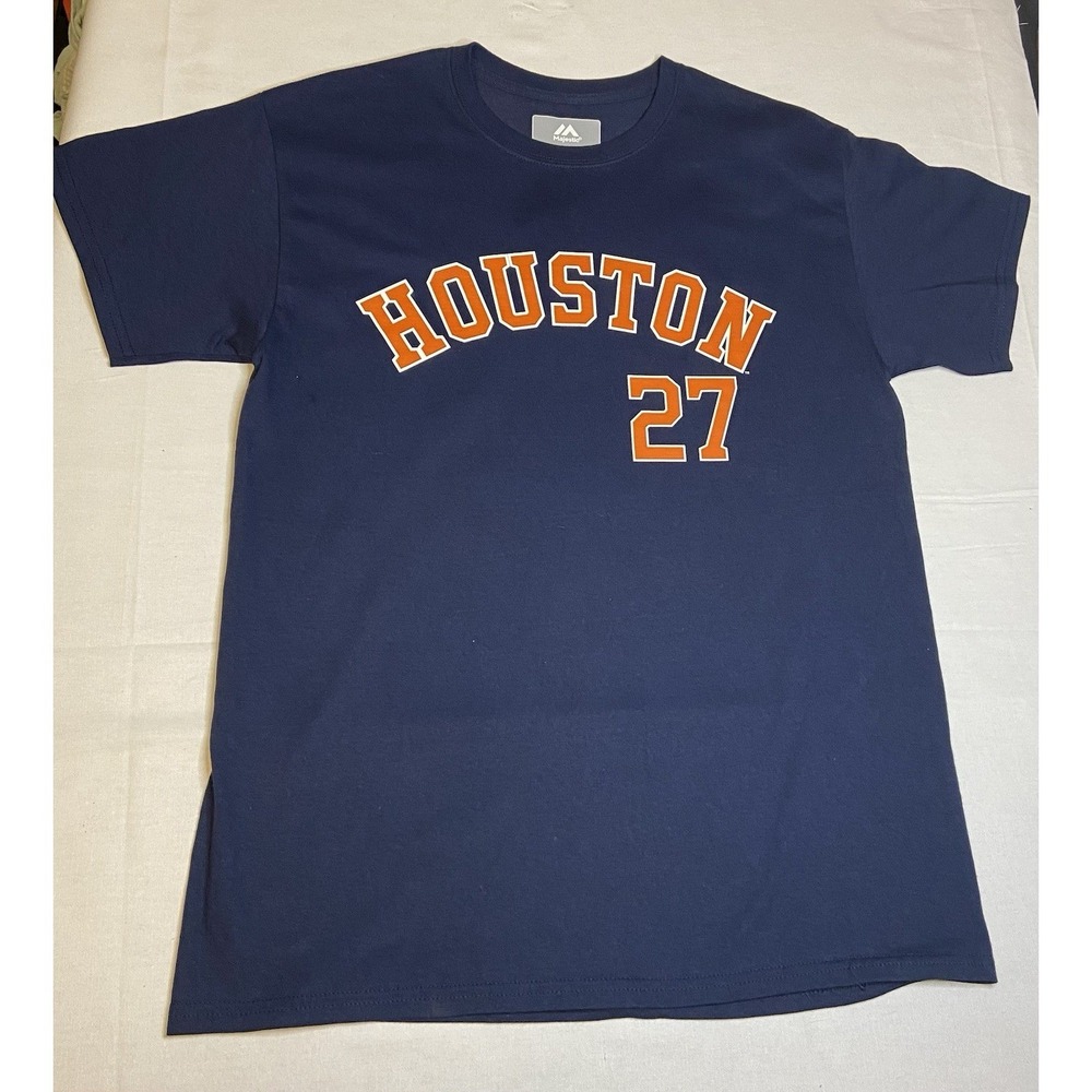 Majestic‎ Houston Astros Jose Altuve 27 MLB Player T-Shirt Mens Medium Navy Blue